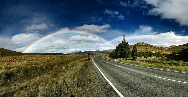 rainbow, road